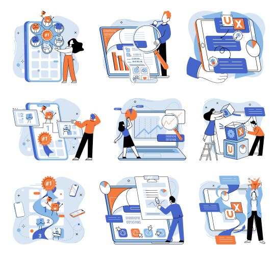 Application testing metaphor app test vector image