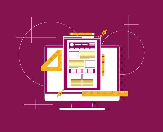 Flat of web design and development concepts vector image