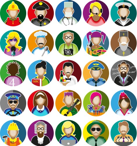 Avatar professions icon set Royalty Free Vector Image