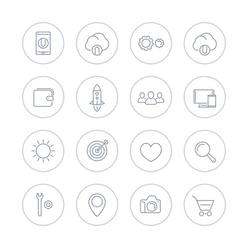 Thin line web icons set basic interface elements vector image