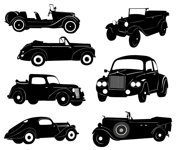 Vintage Car Silhouettes Vector Image