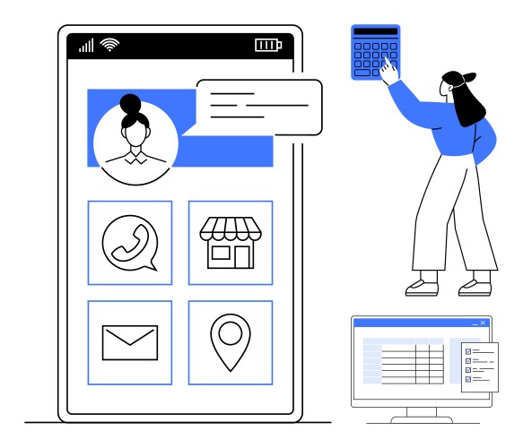 Mobile application interface with user profile vector image