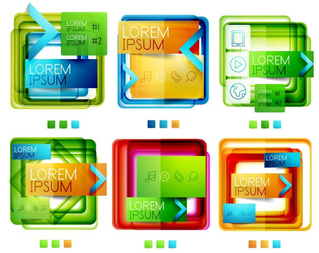 Square web design boxes set vector image