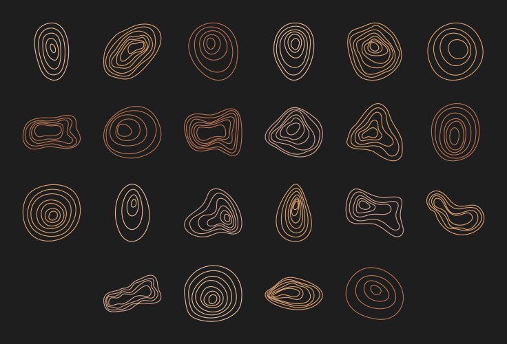 Cute boho random concentric circle element set vector image