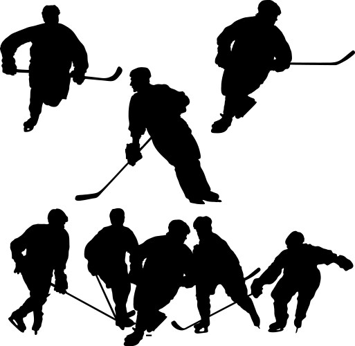 Hockey Player Silhouettes Vector Image