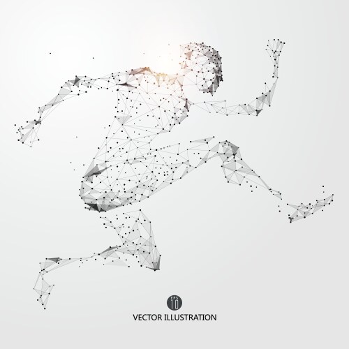 Running man points lines and connected to form vector image