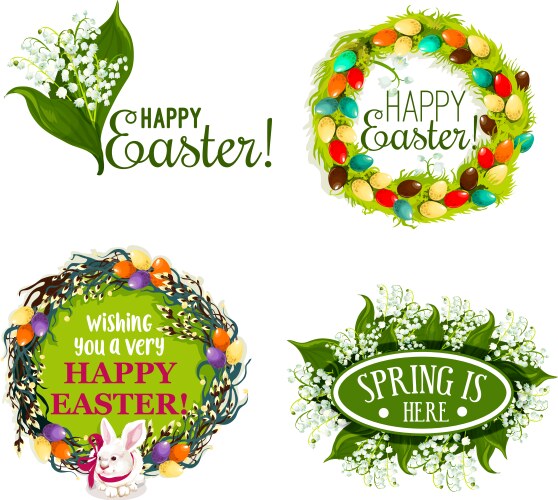 Easter Badge Set - Spring & Holiday Vector Image