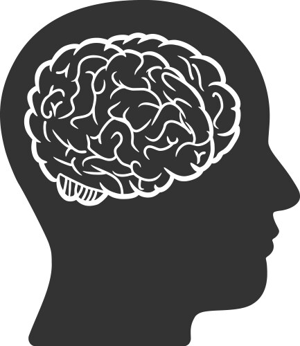 Brain inside the human head Royalty Free Vector Image