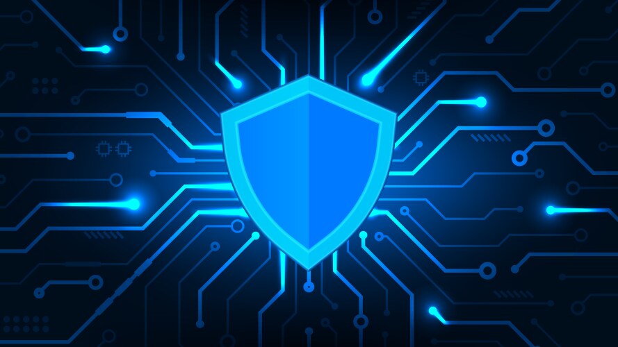 Shield with circuit security cyber of data vektorbild