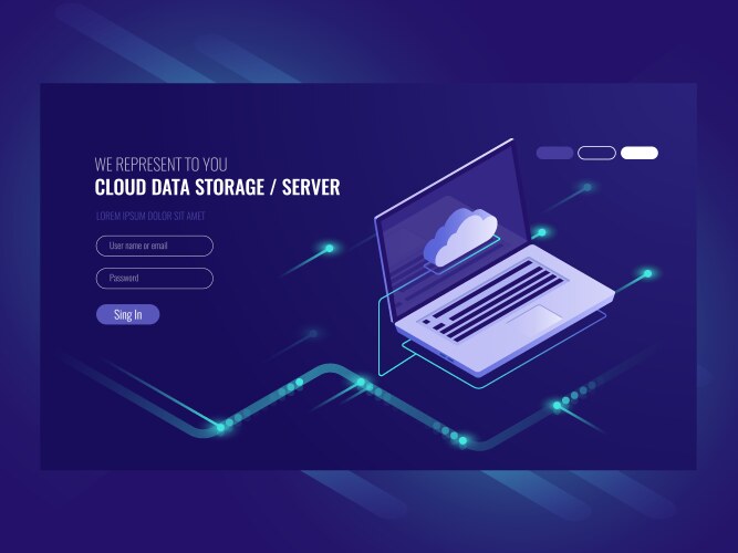 Cloud data storage remote access backup copy vector image