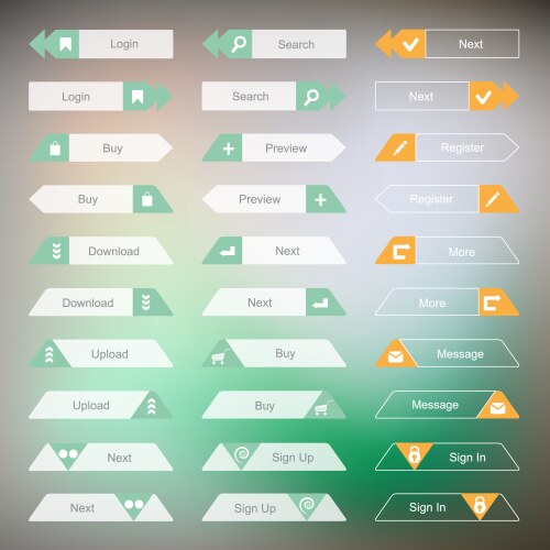 Set of the buttons on stylish background flat web vector image