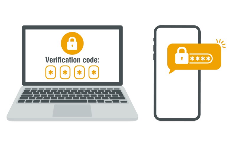 Two steps authentication verification push code vector image