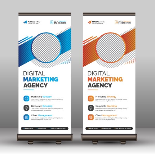 Construction roll up banner design template Vector Image