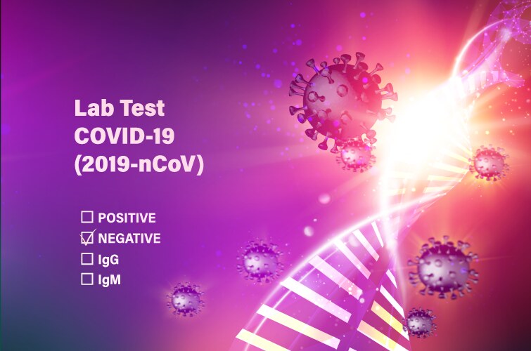 Lab test check list on covid-19 computer model vector image