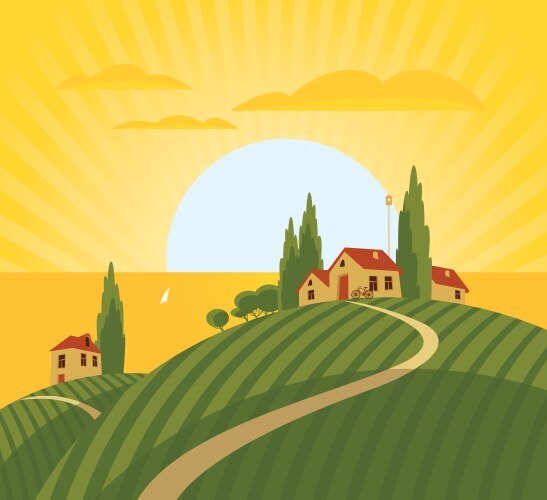 Rural landscape Royalty Free Vector Image - VectorStock