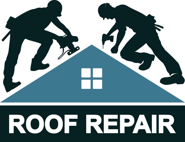 roof repair and construction two roofers vector image