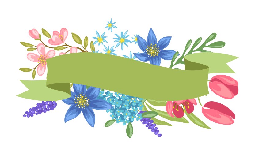 Vintage flower banner with ribbon Royalty Free Vector Image