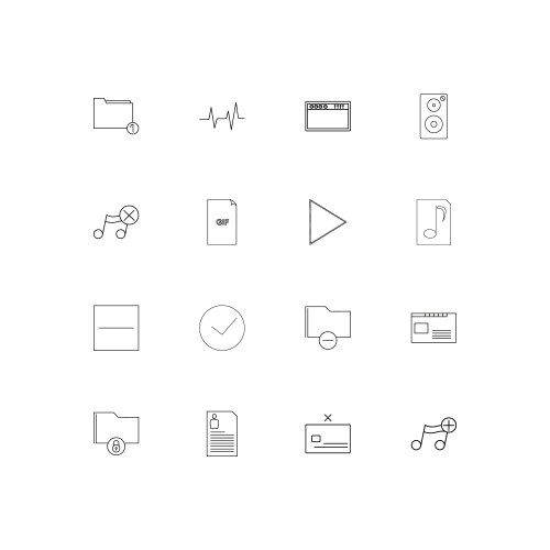 Files and folders sign simple linear icons set vector image
