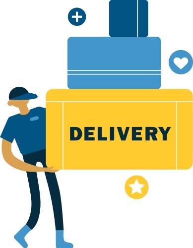 online delivery boy composition vector