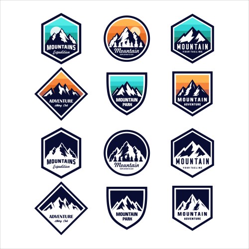 mountain expedition logo design vector