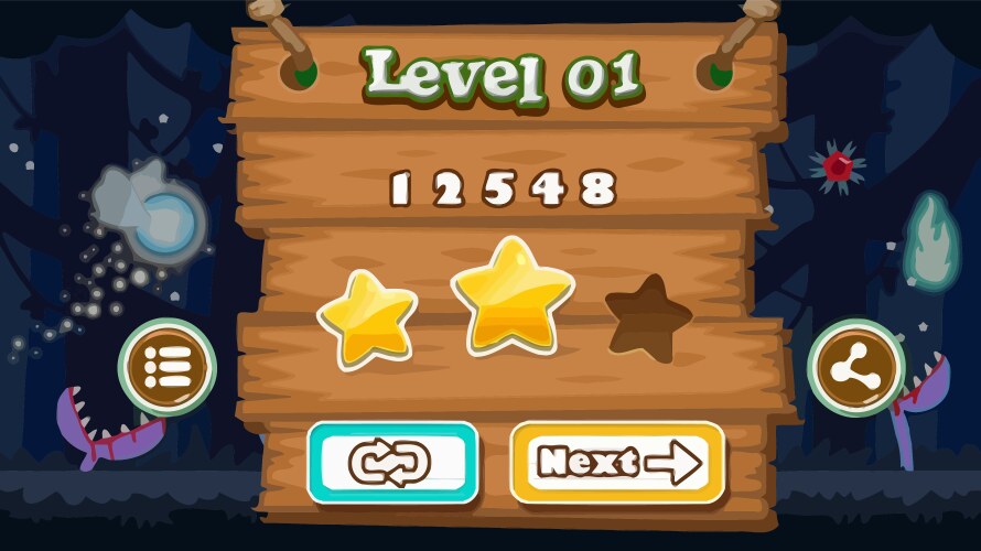 Complete set of level button game ui pop-up icon vector image