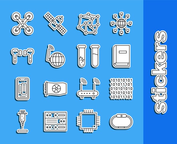 Set line smartwatch binary code user manual vector image
