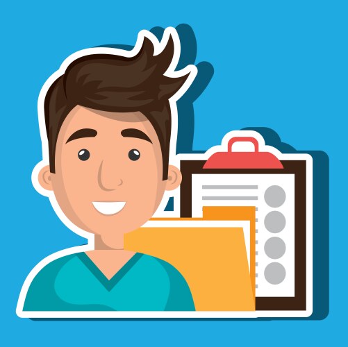 Man with folder and clipboard isolated icon design vector image