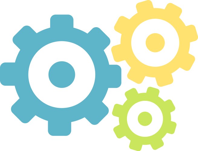 Realization gear icon cartoon success Royalty Free Vector