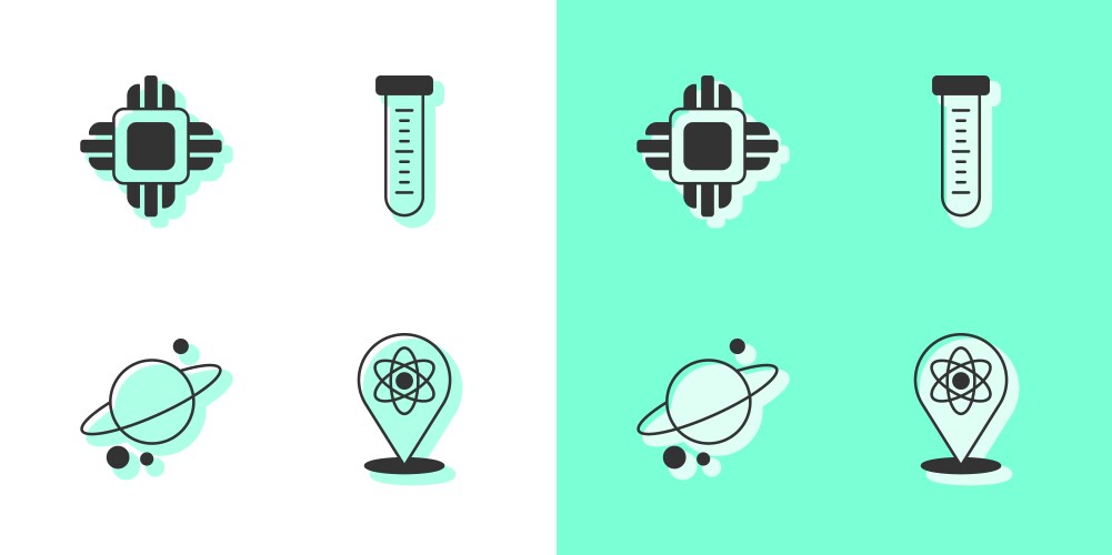 Set atom processor cpu planet saturn and test vector image