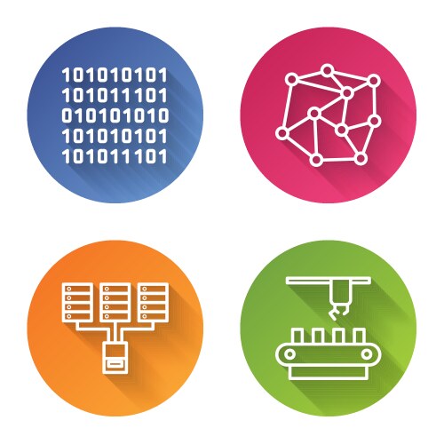 Set line binary code neural network server data vector image