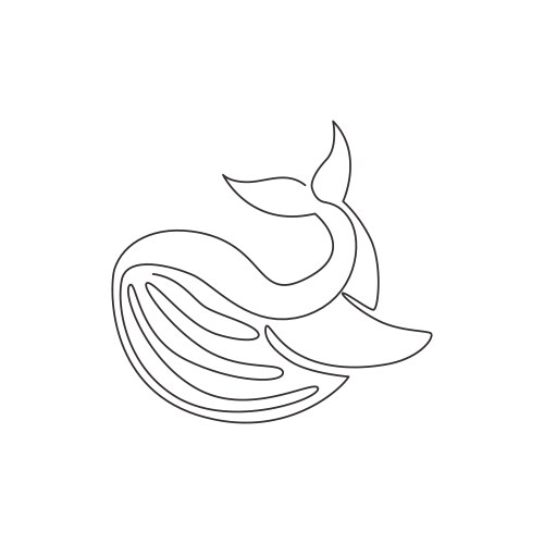 Single continuous line drawing of big whale Vector Image