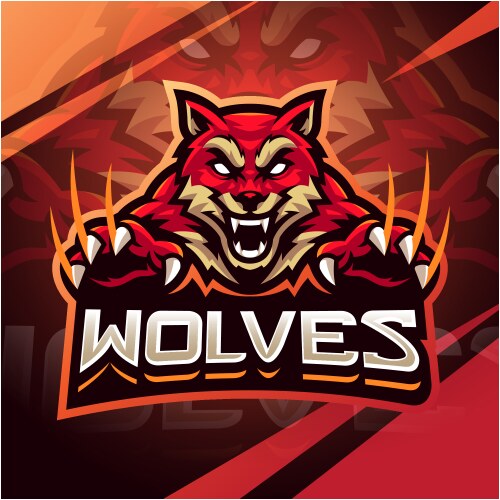 Wild wolf head esport mascot logo design Vector Image