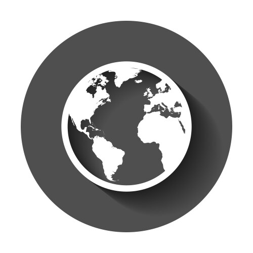 Earth planet icon in flat style 3d world map Vector Image