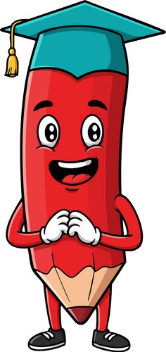 Red pencil character wearing graduation cap Vector Image