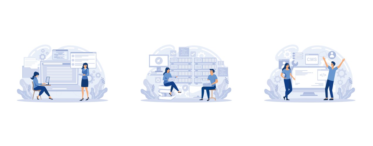 Website architecture concept php and mysql cms vector image