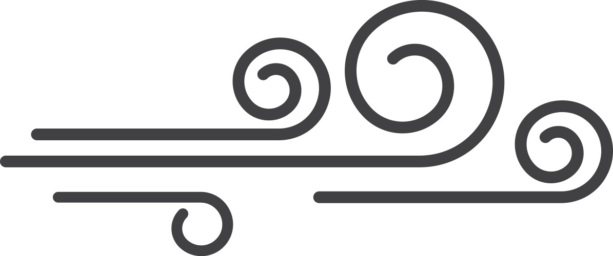Simple black and white line art icon of a wind Vector Image