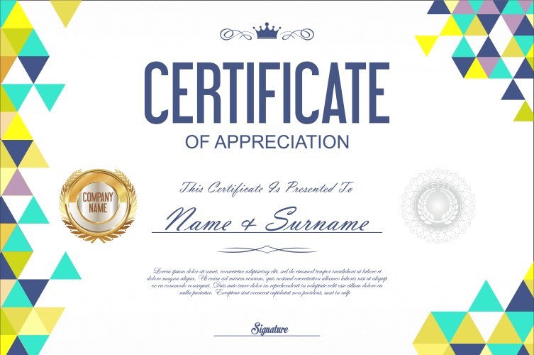 Certificate retro design template 6 vector image