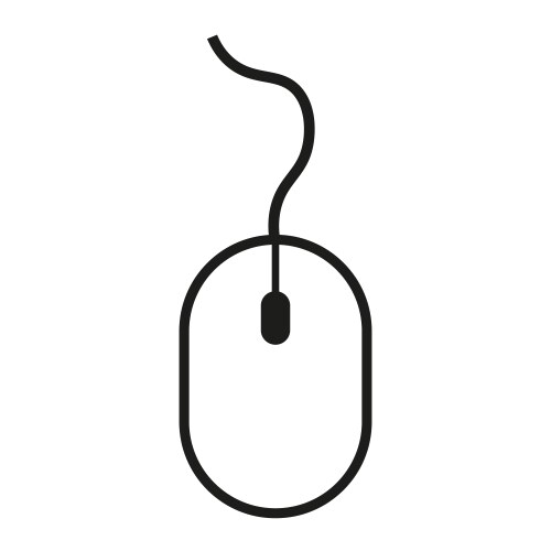 Corded mouse with attached wire in a rectangular vector image