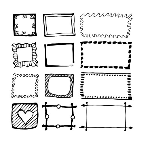 Hand drawn rectangle frames set Royalty Free Vector Image