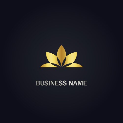 lotus flower organic gold logo vector