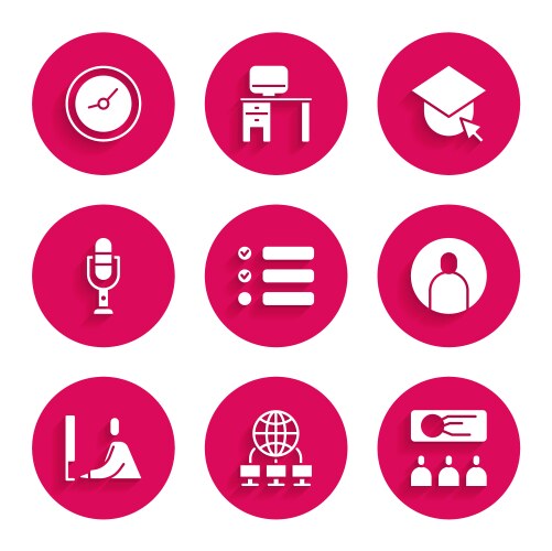Set task list computer network training vector image