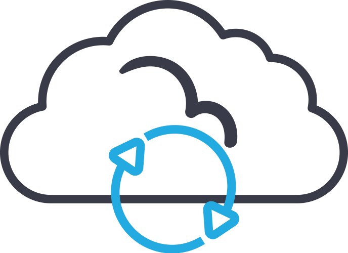 Cloud computing with repeat arrows line style icon vektorbild