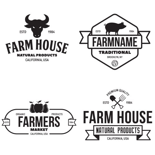 Farmers market logos templates objects set vector image