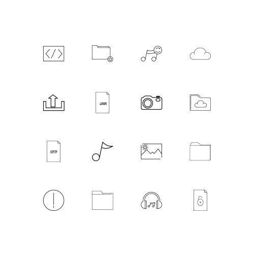 Files and folders sign linear thin icons set vector image
