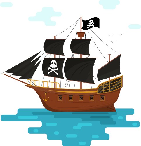 Cartoon Pirate Ship Vector Image