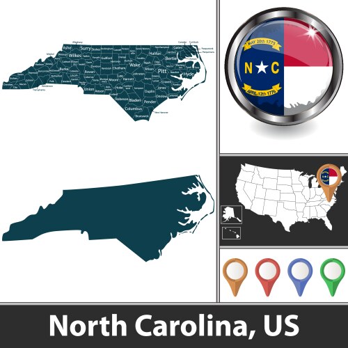 county north carolina state us Royalty Free Vector