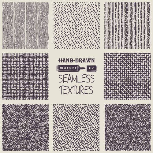 Set of hand drawn marker and ink patterns Vector Image