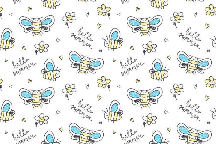 Hand drawn butterflies seamless pattern vector image