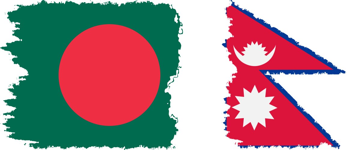 Nepal & Bangladesh Grunge Flags Vector Image