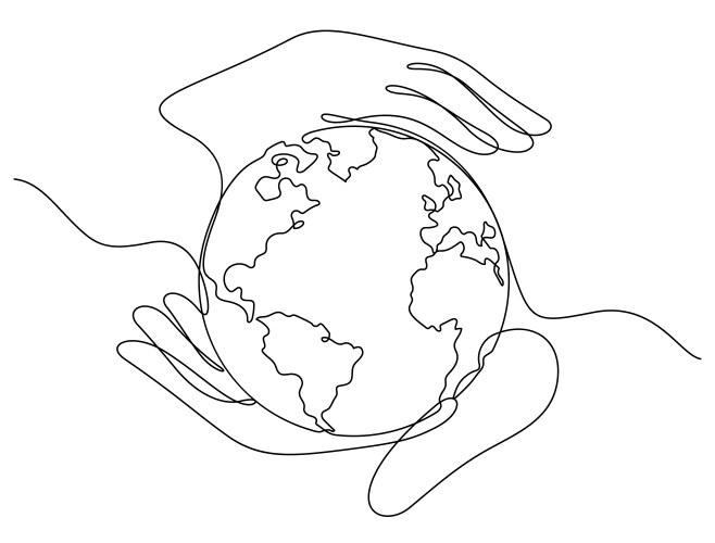 Planet earth in world care concept caring hands vector image